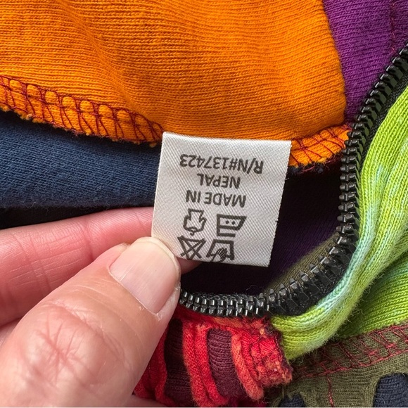 The Collection Royal Womens S Colorful Patchwork Nepal Zip Hoodie Y2K **No Zip - Picture 13 of 15
